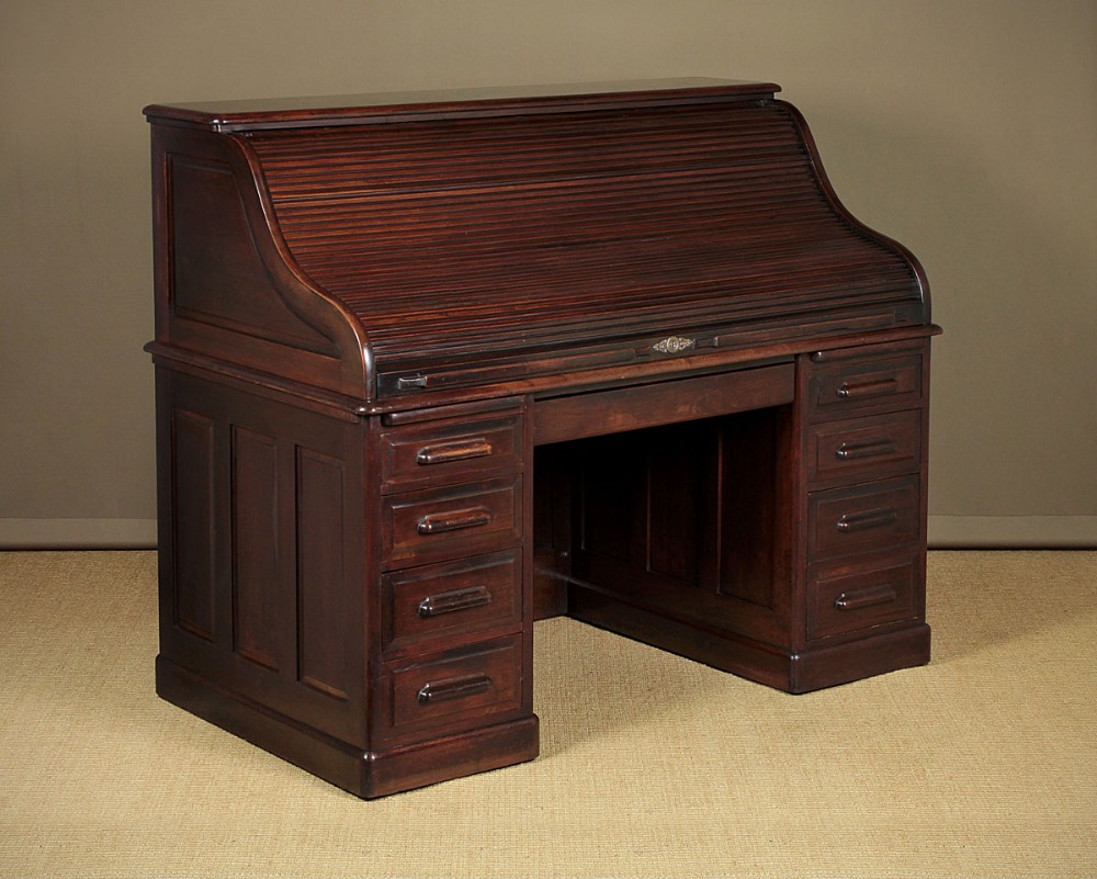 Large Walnut Roll Top Desk c.1905.