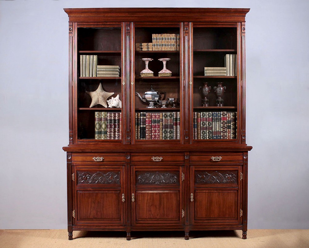 19th.c. Walnut Library Bookcase By Edwards & Roberts c.1890.