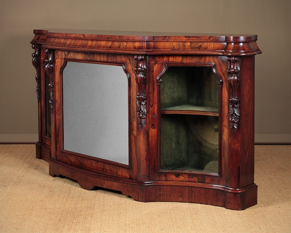 Serpentine Front Rosewood Console Cabinet c.1870.
