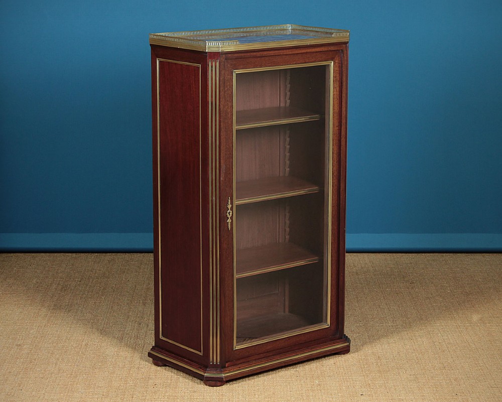 French Brass Inlaid Marble Top Side Cabinet c.1900.