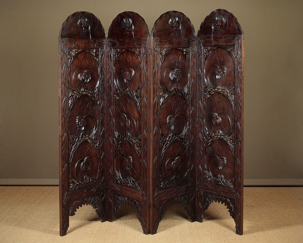 Exotic Botanical Carved Screen c.1920.