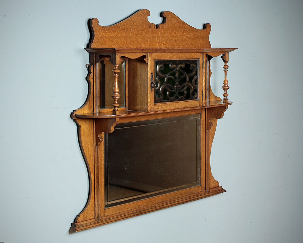 Arts & Crafts Oak Wall Mirror c.1900.