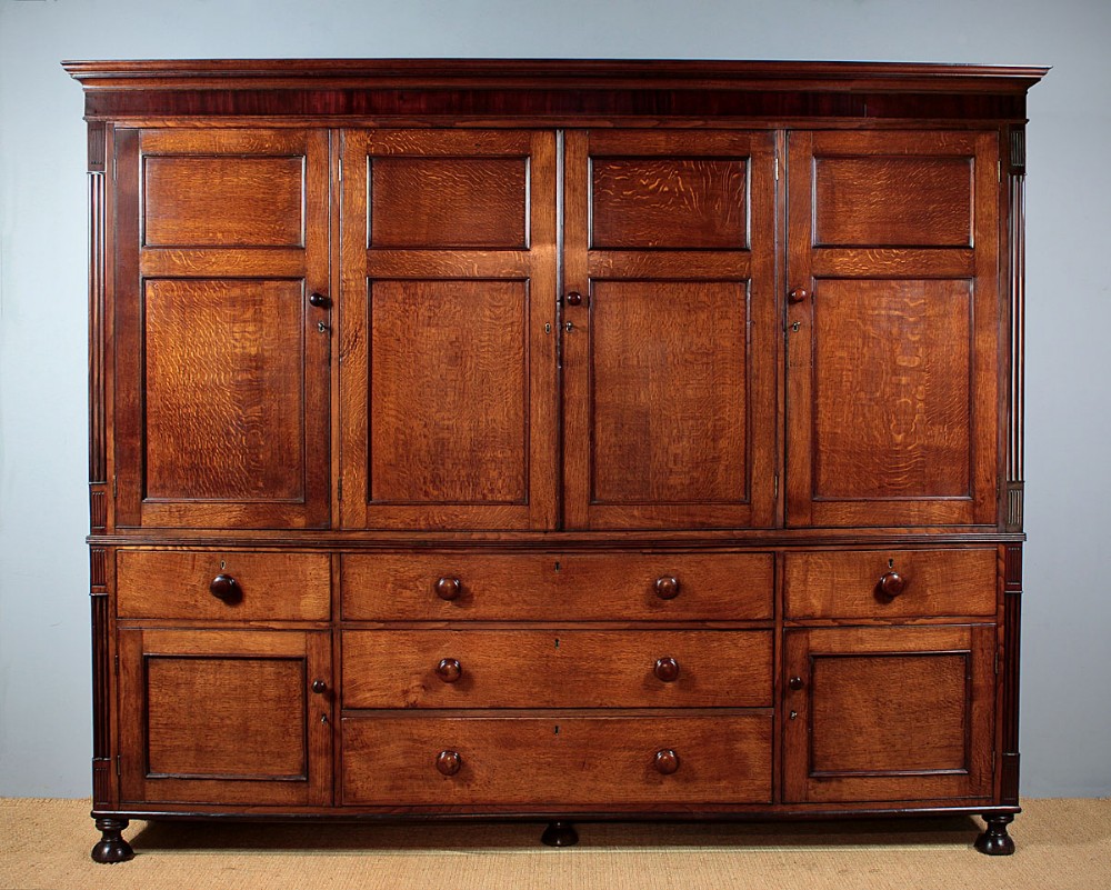 Large George III Cheshire Oak Housekeeper’s Cupboard Linen Press c.1800. 