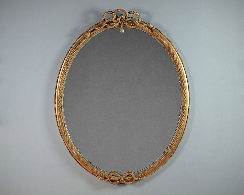 Large Late 19th.c. Oval Gilt Mirror c.1890.