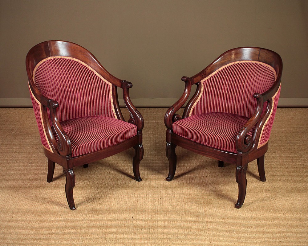 Pair Small Regency Era Tub Armchairs c.1820.