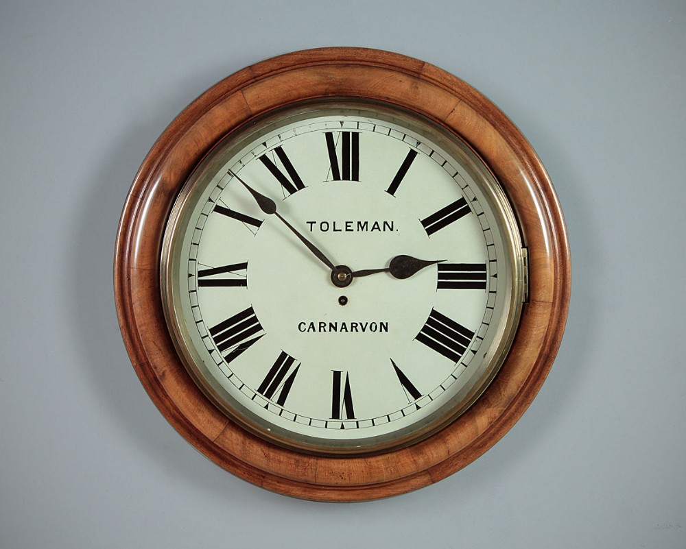 Large Welsh Fusee Wall Clock by Toleman of Carnarvon c.1860.