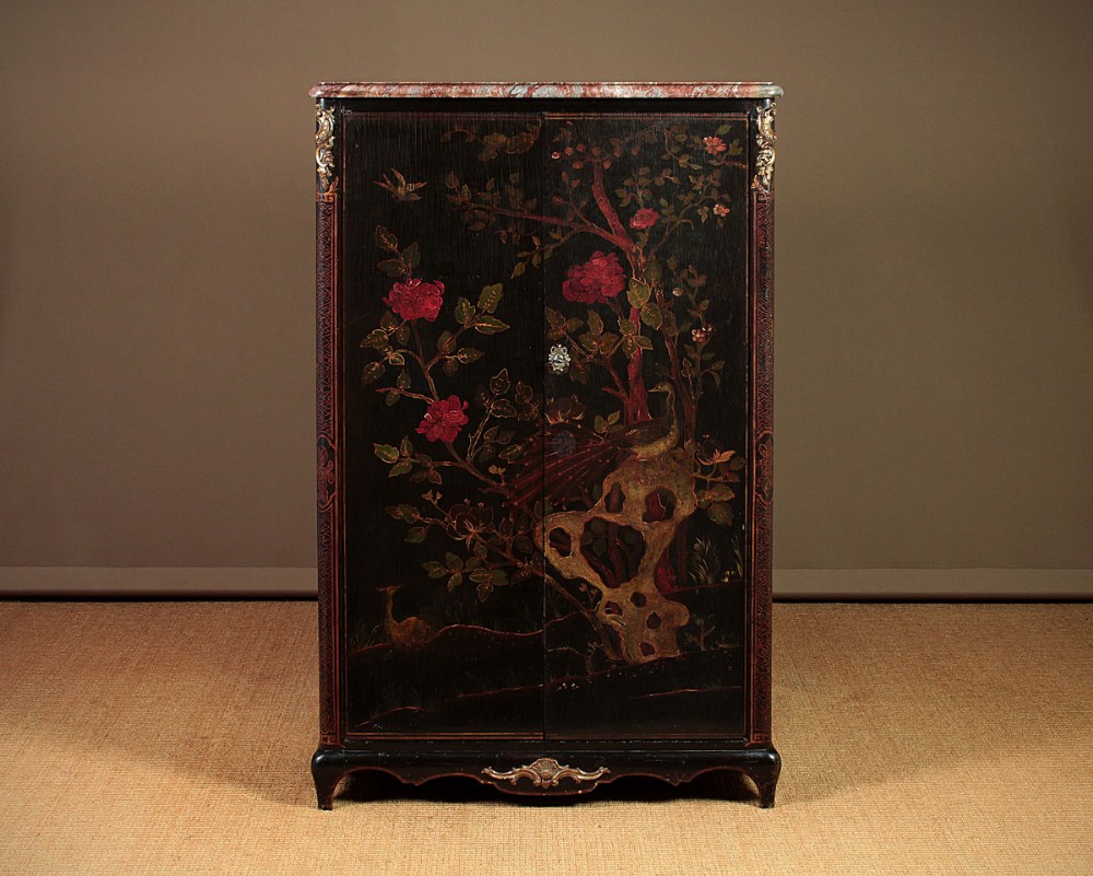 Marble Top Chinoiserie Painted Cupboard c.1920.