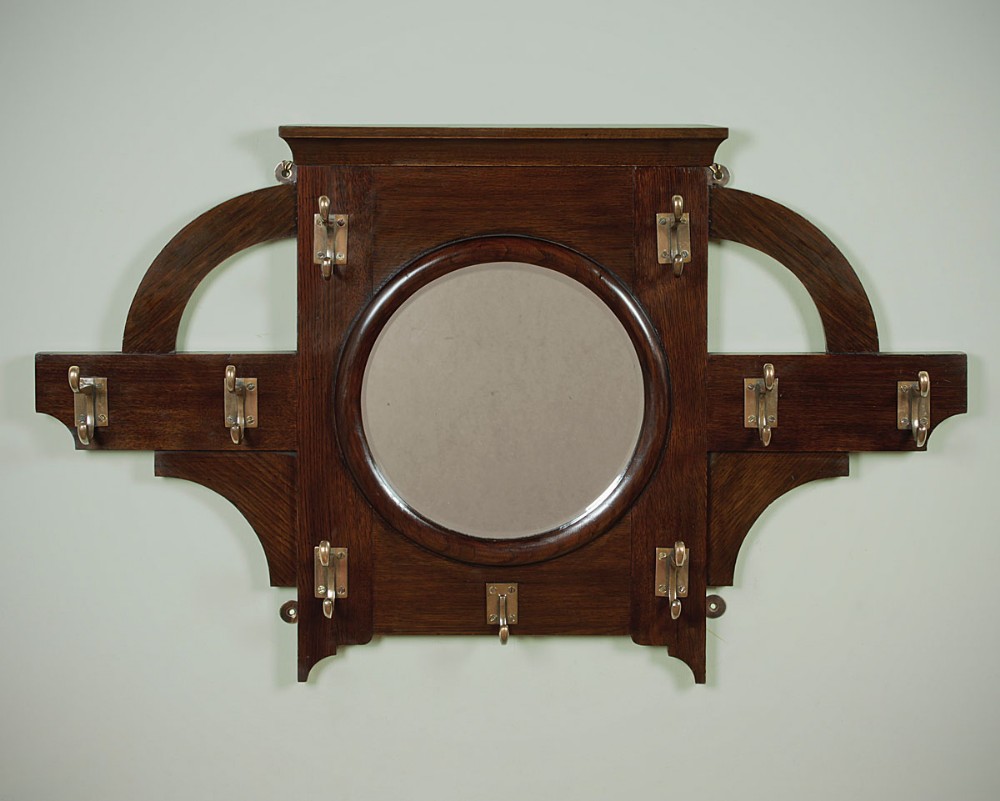 Edwardian Hall Mirror with Hooks c.1910.