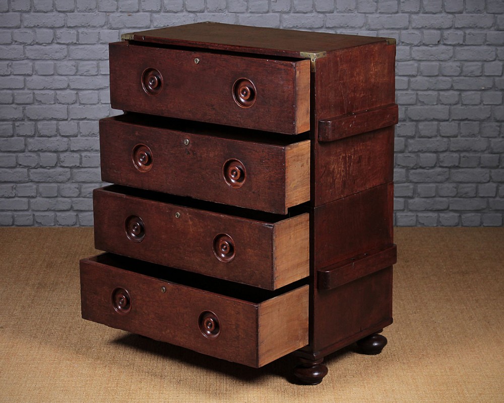 Small Military Campaign Chest Of Drawers c.1840.
