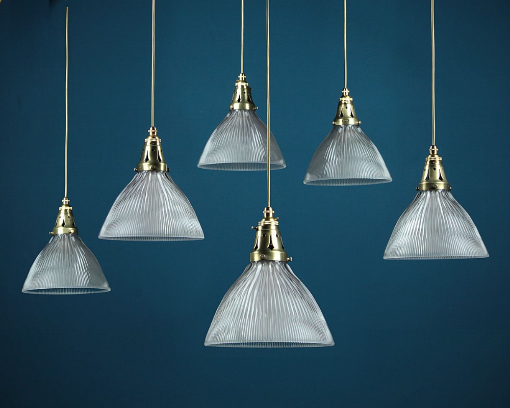 Six 20th.c. Hanging Lights By Holophane c.1920.