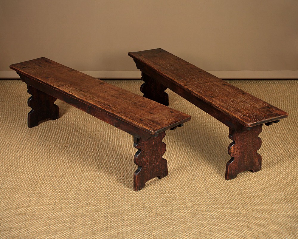 Pair Of Oak Benches c.1900.