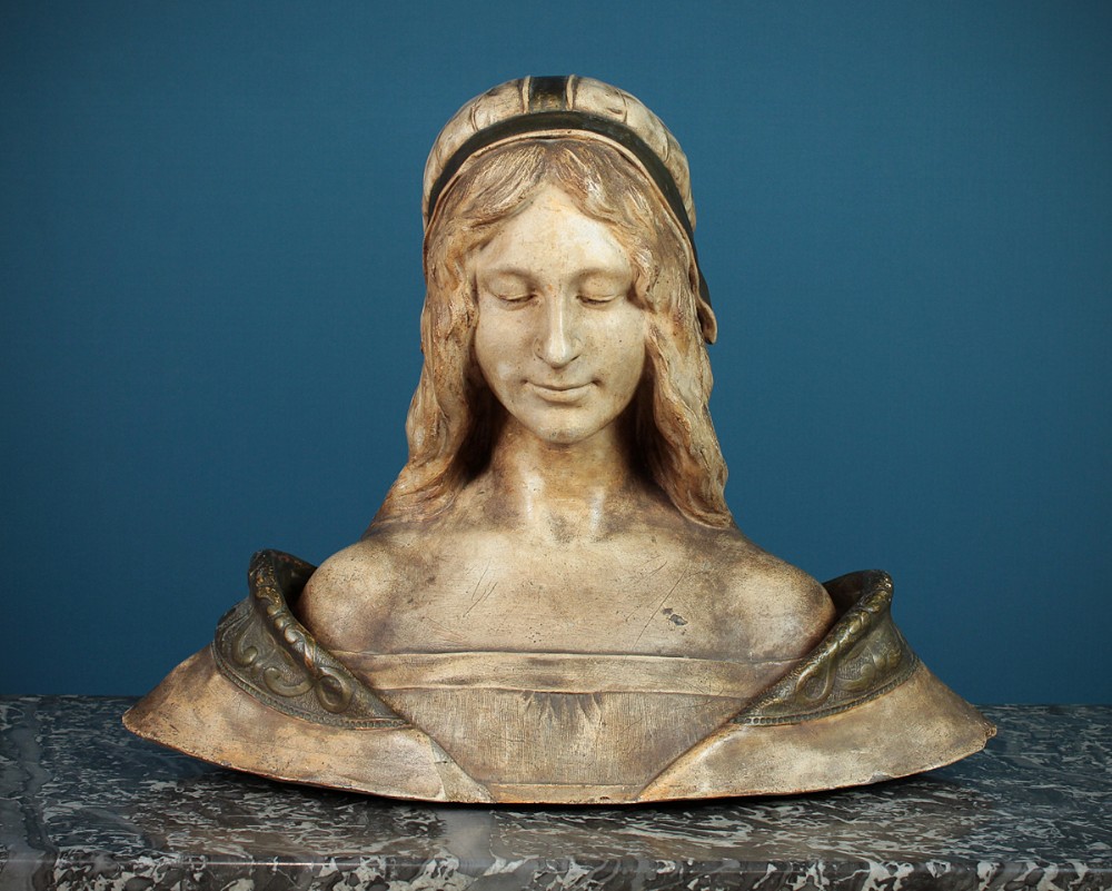 Plaster Bust of a Renaissance Lady by Leon Noel Delagrange c.1900.