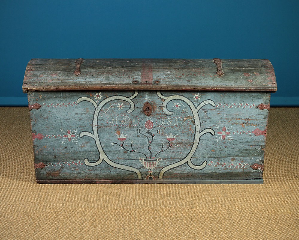 Swedish Painted Marriage Chest dated 1818.