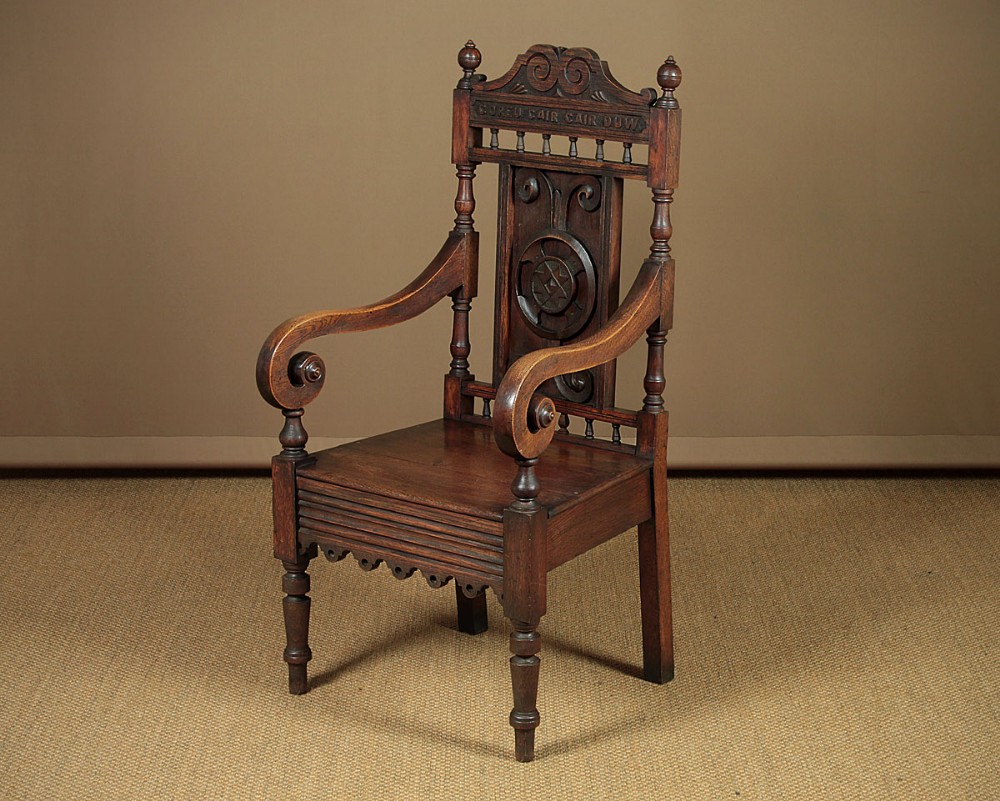 Welsh Carved Oak Armchair c.1880.