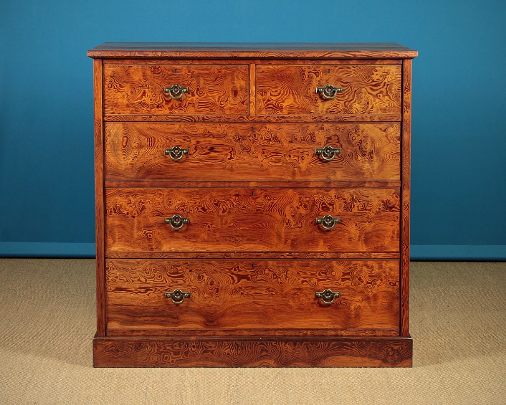 Large Chest of Drawers with Exceptional Douglas Fir Veneers c.1880.