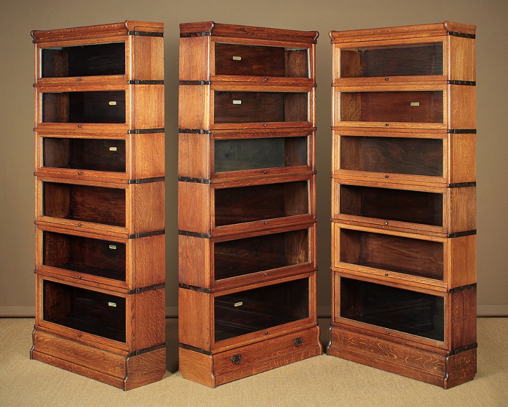 Three Stacking Office Bookcases by Globe-Wernicke c.1910.