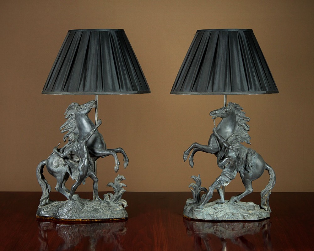 Pair of Large Marly Horse Table Lamps c.1880. 
