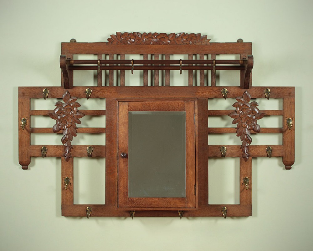 Art Deco Oak Hat &Coat Rack c.1930.