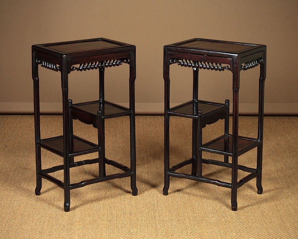 Pair of Oriental Rosewood Lamp Tables c.1920.