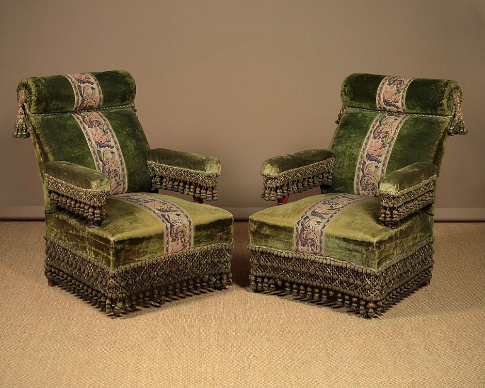 Pair Late 19th.c. French Easy Armchairs c.1890.