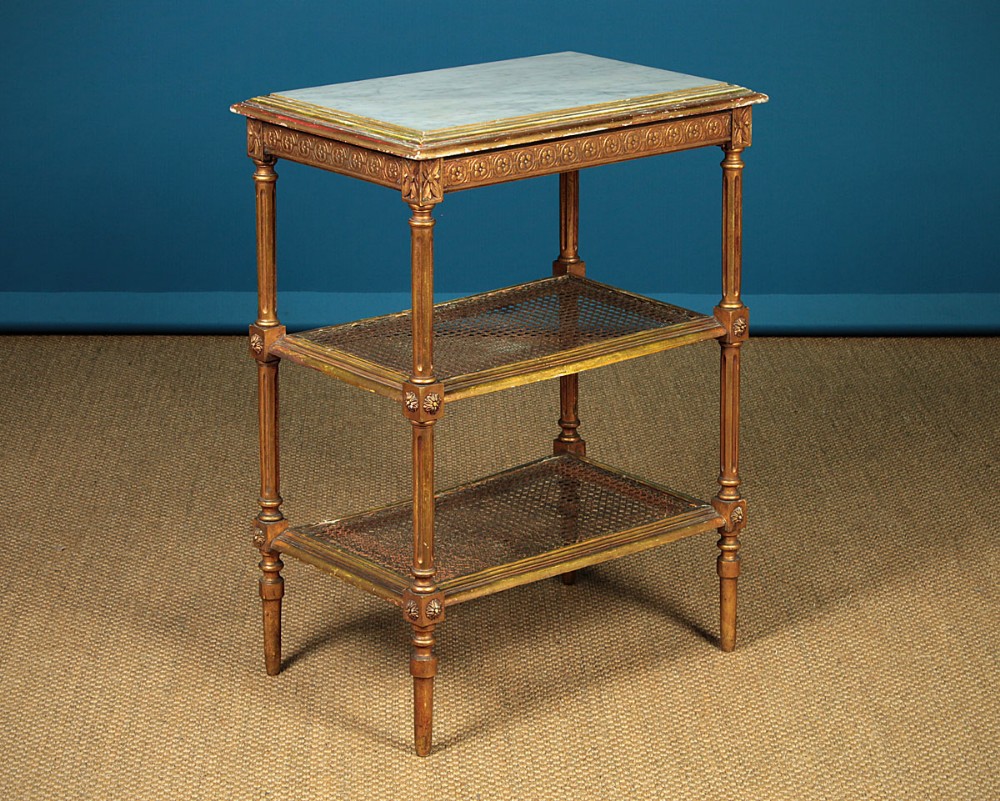 Gilded Marble Top Canework Stand c.1905.
