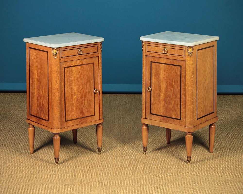 Pair of Marble Top Bedside Cabinets c.1890.