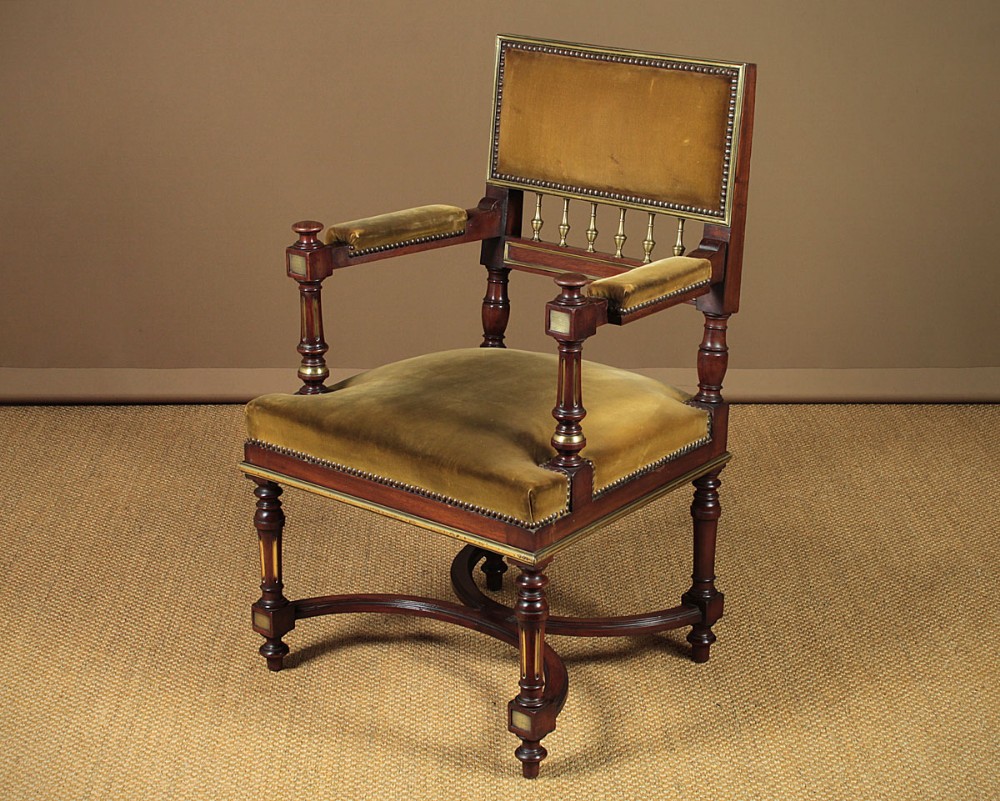 Brass Mounted Mahogany Desk Armchair c.1900.