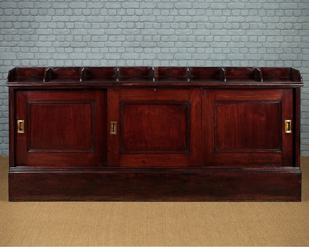 Long Edwardian Office Cabinet with Sliding Doors c.1910.