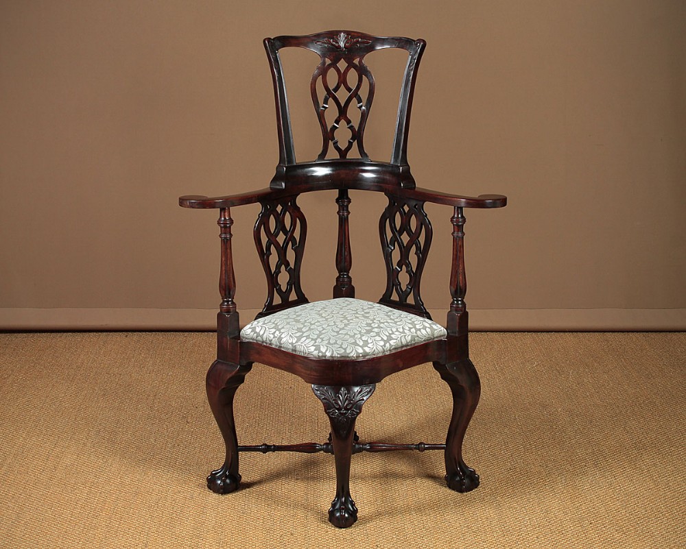 George II Style Mahogany Corner Armchair c.1880.