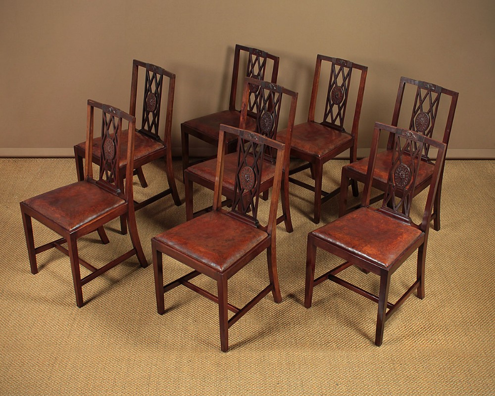 Set of 8 Mahogany & Leather Dining Chairs c.1930.