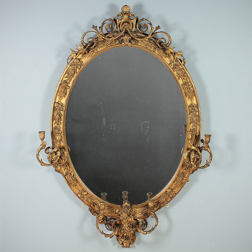 Large Regency Gilded Girandole Wall Mirror c.1820.