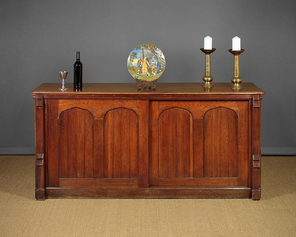 Gothic Oak Cabinet With Sliding Doors c.1900. 