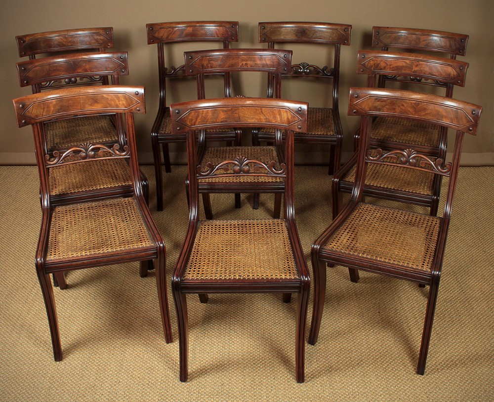 Set 10 William IV Trafalgar Type Dining Chairs c.1830. 