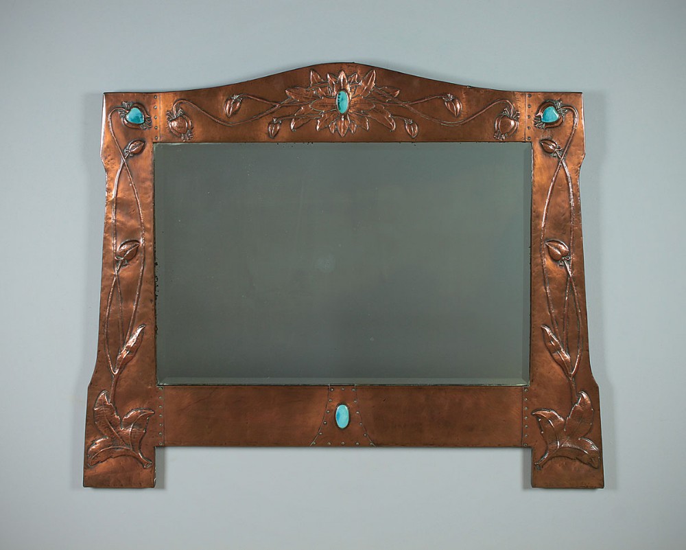 19th.c. Arts & Crafts Copper Overmantle Mirror c.1890.