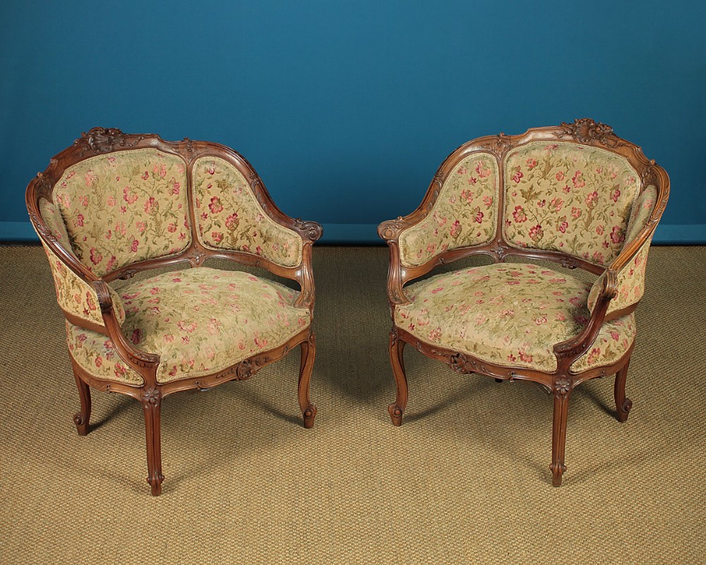 Pair French Belle Epoque Salon Armchairs c.1900.