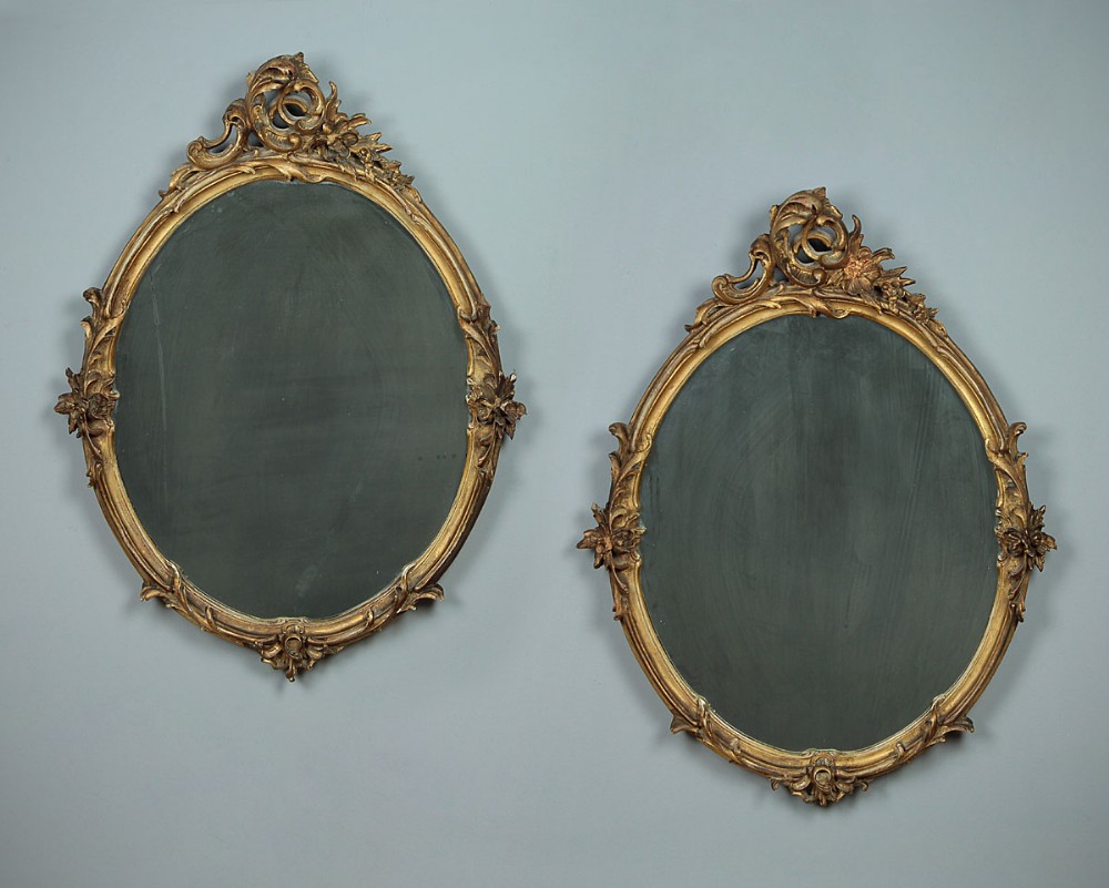 Pair Small Gilded Wall Mirrors c.1880.