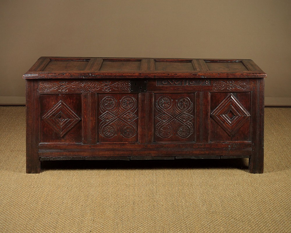 17th.c. Oak Chest Or Coffer Dated 1678.