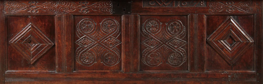 17th.c. Oak Chest Or Coffer Dated 1678. View VIII