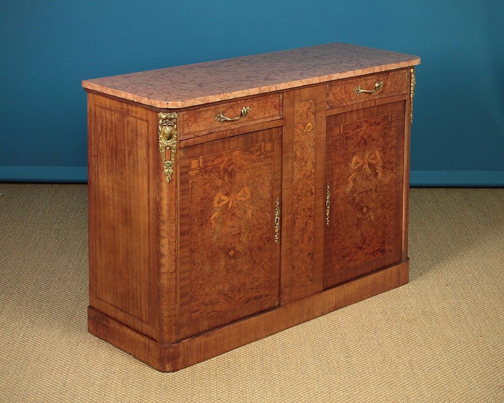 Burr Elm & Marble Top Side Cabinet c.1905.