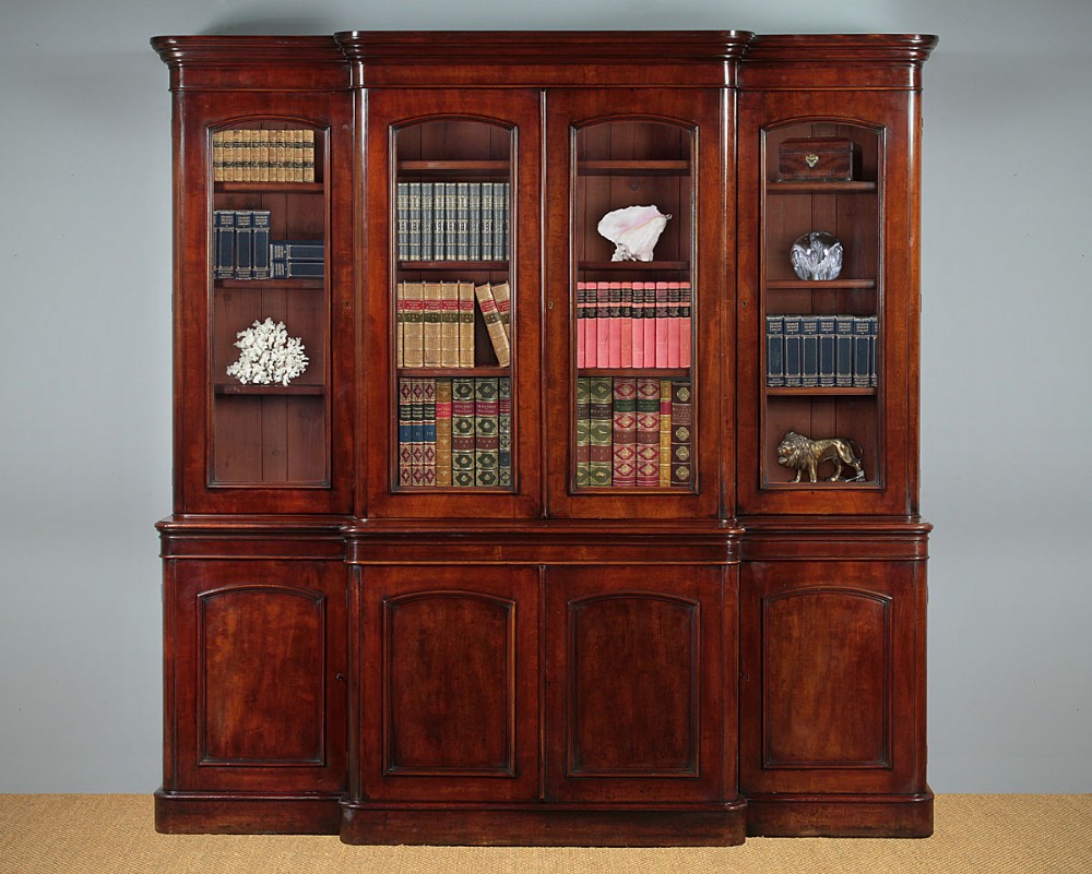 Mid 19th.c. Mahogany Breakfront Library Bookcase c.1860. 