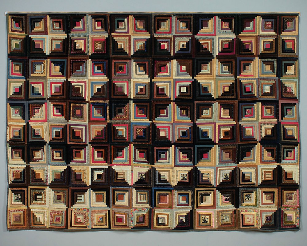 19th.c. Log Cabin Patchwork Bedspread c.1880.