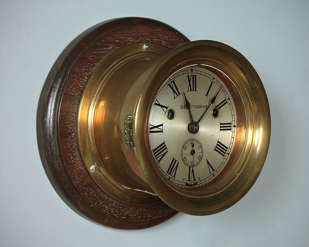Early 20th.c. Brass Cased Ship’s Clock c.1910.