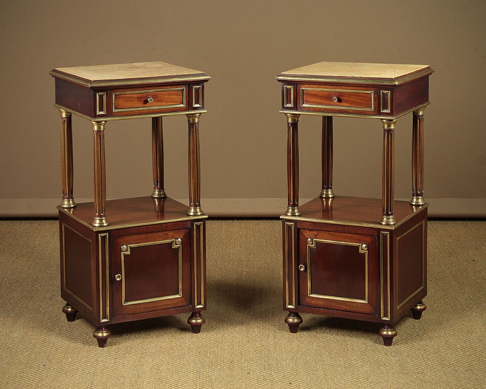 Pair French Brass Mounted Bedside Cabinets c.1900.