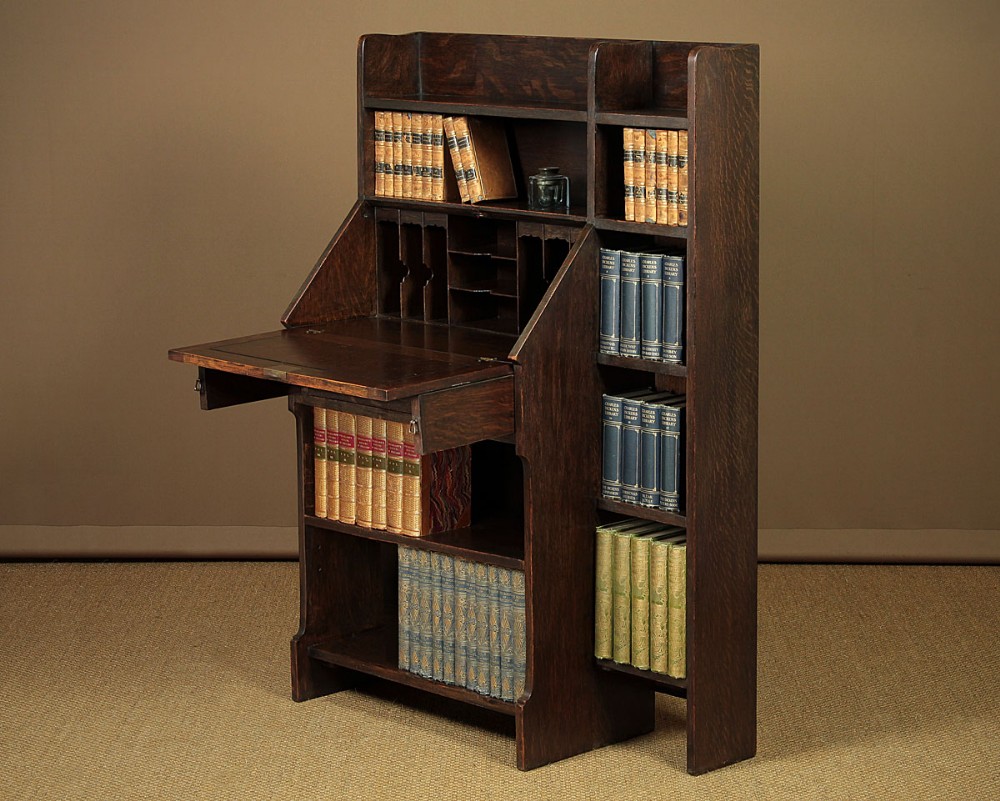 Arts & Crafts Style Oak Bureau Bookshelves by Liberty & Co. c.1910.