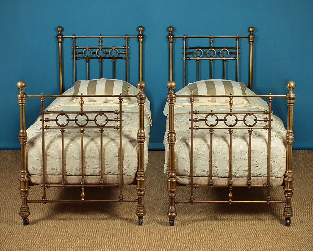 Pair of Brass Single Beds c.1880.