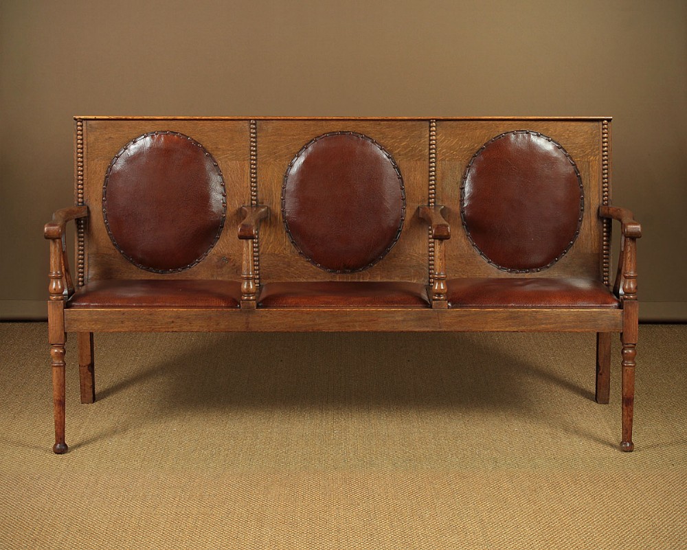 Oak Hall Bench with Arms c.1910.
