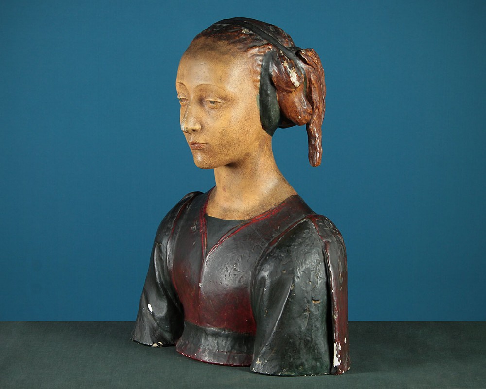 Polychrome Plaster Bust of a Renaissance Lady c.1930.