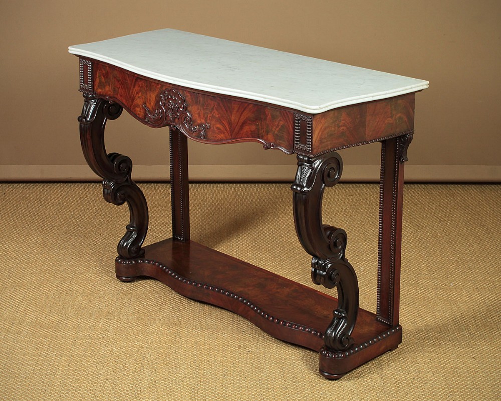 19th.c. German Mahogany & Marble Top Console Table c.1860.