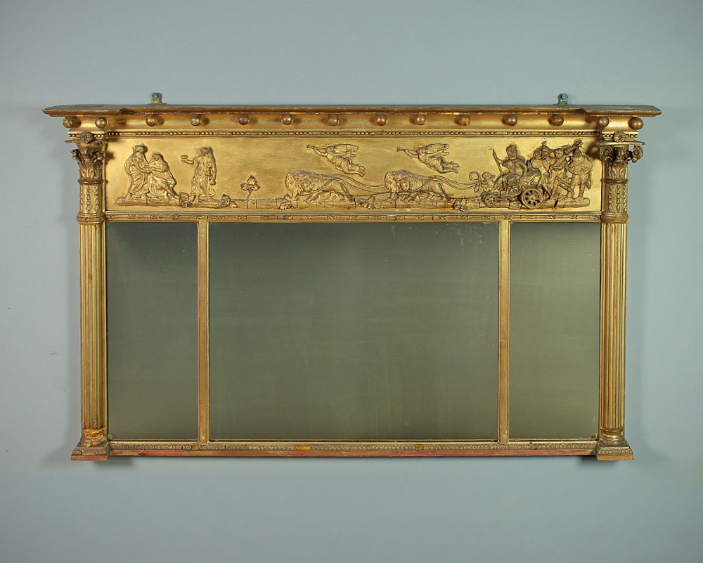 Late 19th.c. Triple Plate Gilt Overmantle Mirror c.1880.