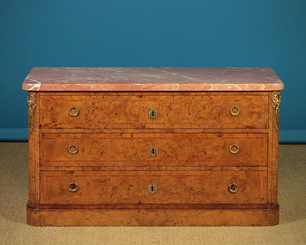 Low Marble Top Chest Of Drawers c.1890.